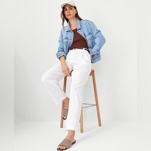 NWT Ann Taylor White Relaxed Straight Pants Sz 0